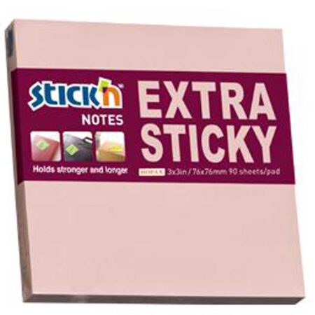 Hopax Stickn Yapışkanlı Not Kağıdı Extra 90 YP 76x76 Pastel Pembe HE21661