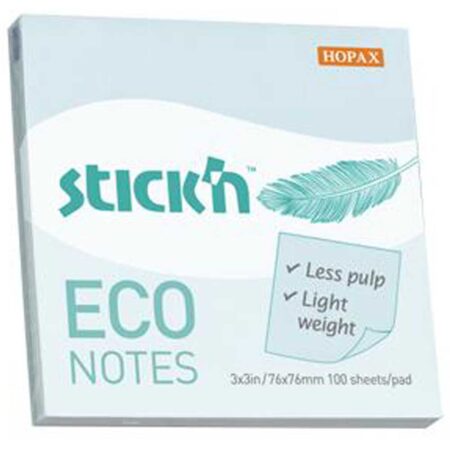 Hopax Stickn Yapışkanlı Not Kağıdı 100 YP 76x76 Eco Notes Pastel Mavi HE21747