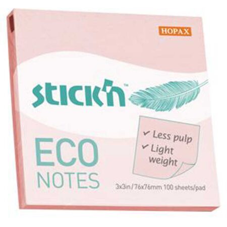 Hopax Stickn Yapışkanlı Not Kağıdı 100 YP 76x76 Eco Pastel Pembe HE21746