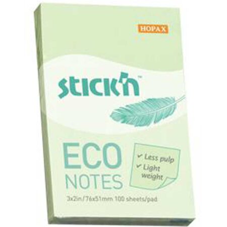 Hopax Stickn Yapışkanlı Not Kağıdı 100 YP 76x51 Eco Patel Yeşil HE21744