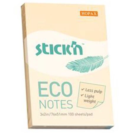 Hopax Stickn Yapışkanlı Not Kağıdı 100 YP 76x51 Eco Patel Sarı HE21741
