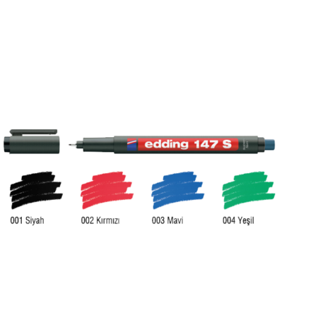 Edding Asetat Kalemi Permanent S Seri 0.3 MM Mavi 147 S
