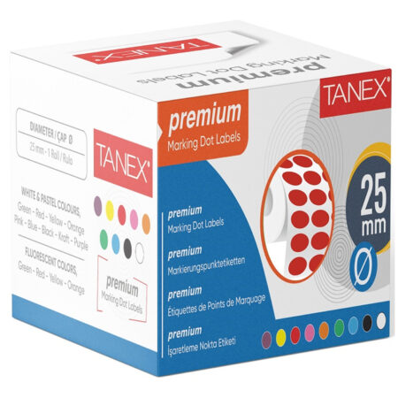 Tanex Nokta Etiketi 2500 Li Tekli Kutu 25 MM Kırmızı
