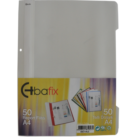 Bafix Telli Dosya Plastik XL Beyaz A4