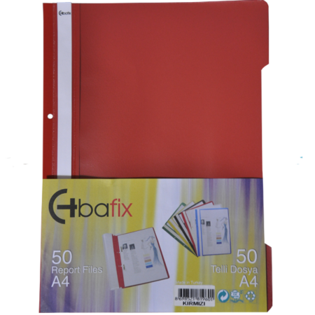 Bafix Telli Dosya Plastik XL Kırmızı A4