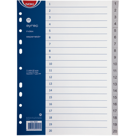 Noki Seperatör 1-20 Rakamlı Plastik A4 59220